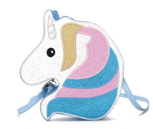 Taske: Enhjøring/unicorn, pink/blå, stor